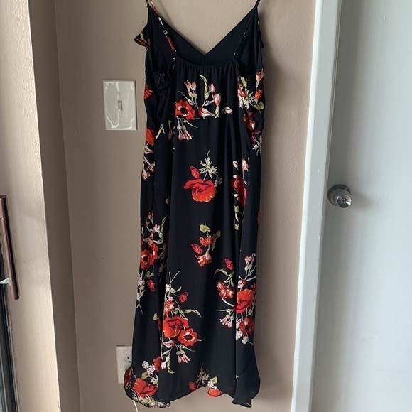 Floral Sleeveless Faux Wrap High Low Romper Dress - Picture 6 of 8